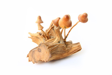 wooden mushrooms