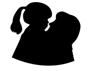 Silhouette of mother and the daughter