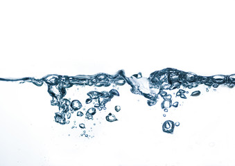 Water and air bubbles on a white background.