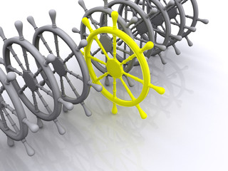 rudders leadership. 3D © sad