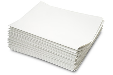 a stack of blank newspapers on white - with clipping path