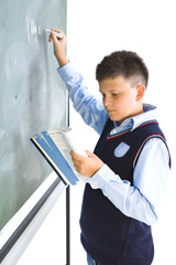Schoolboy at the chalkboard