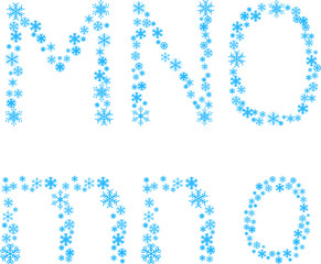..Three snowflake letters. Vector illustration.