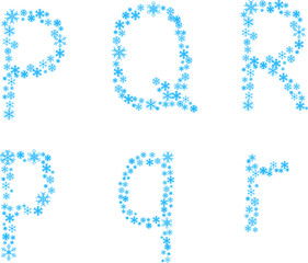 Three snowflake letters. Vector illustration.