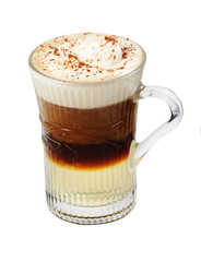 Alcohol cocktail with coffee in glass cup