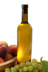Bottle of vine and some fruits