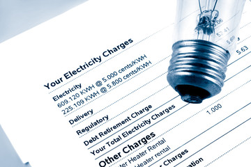 lightbulb on electricity bill stating wattage