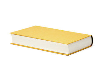 yellow book with blank cover isolated on white