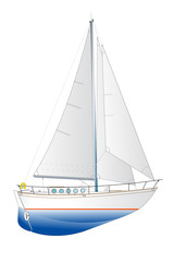 vector illustration of a classic sailing yacht