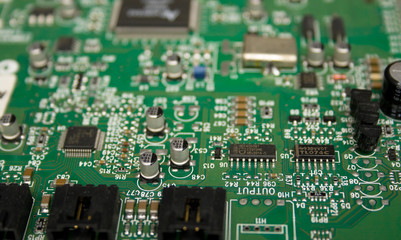 Computer board. A background, macro. Shallow DOF