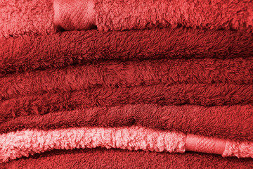 Blue flufy towels stacked together
