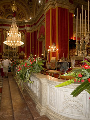 Typical inner architecture of a baroque church in Malta