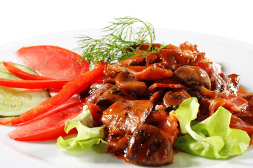 Beef with Tomato Sauce and Mushrooms