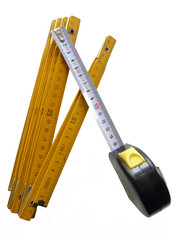 Zollstock und Massband, freigestellt