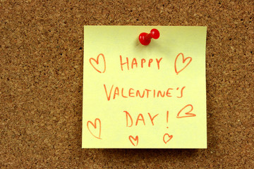 Office cork bulletin board. Happy Valentines Day - best wishes.
