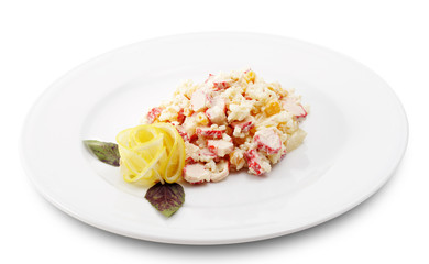 Salad Comprises Crab Meat, Rice, Pineapple and Corn