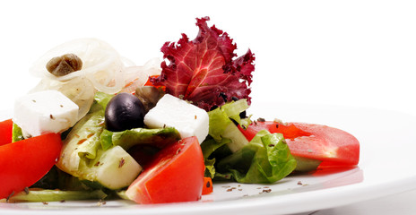 Greek Salad Plate with Tomato, Cucumber, Onion and Olives