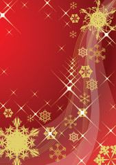 Abstract christmas background with various golden snowflakes