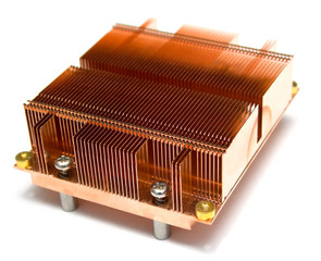 Radiator of a computer cooler on the processor. Isolation