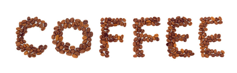 Word Coffee isolated on white background