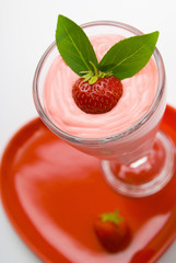 Strawberry fruit drink with garnish