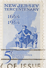 This is a Vintage 1964 Stamp new jersey, state tercentenary