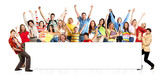 Happy funny people. Isolated over white background.