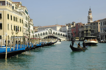 a view of the Rialto Bridge and the Grand Canal,Venice Italy