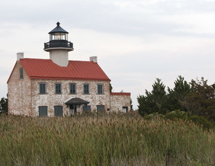 An old brick lighthouse on the Jersey shore