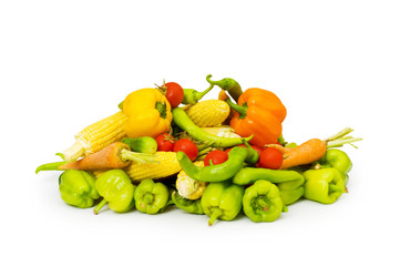 Various vegetables isolated on the white background