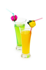 Orange and apple cocktail isolated on the white background