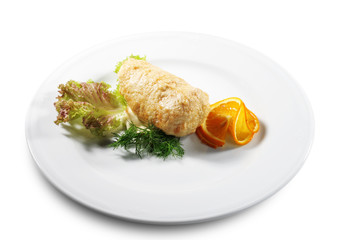 FIlleted Chicken (or Beef) Plate  Isolated on White Background