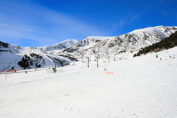 Ski resort on a sunny winter day
