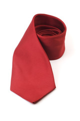 Red silk business tie rolled up