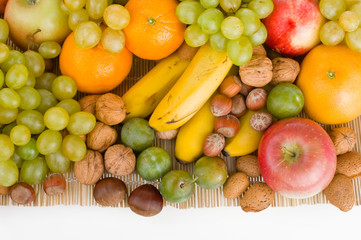 assorted fresh fruits. seasonal background