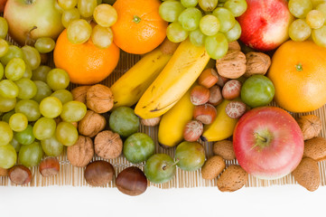assorted fresh fruits. seasonal background