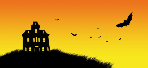 maison hantée et chauve-souris