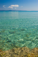 Clear turquoise  water at Aegean seaside