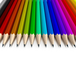Different colored pencils in vertical position