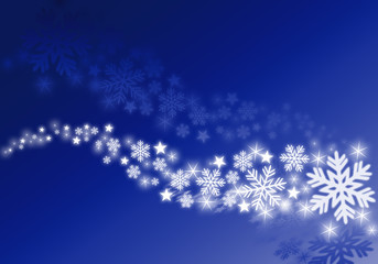 Fototapeta na wymiar Bigletto Natale Azzurro con fiocchi di neve