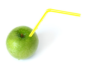 Green juicy apple isolated on white background