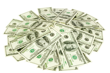 pile of money isolated on white