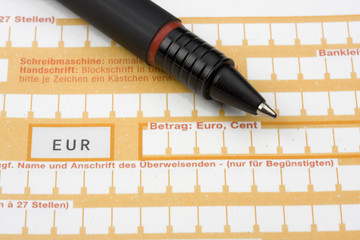 filling out a money transfer form