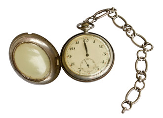 A vintage silver hunter with clipping path