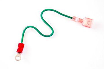 Green electronics cable with two connectors.
