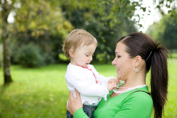 happy family together in park