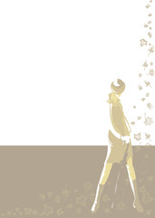 Autumn day, the girl with a umbrella, foliage