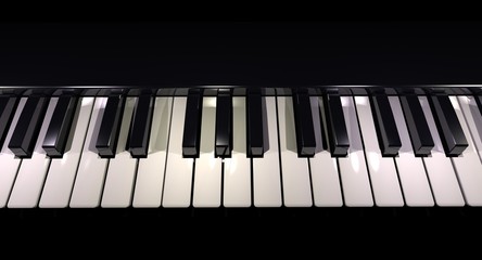 3D rendering of a piano keyboard taken horizontaly