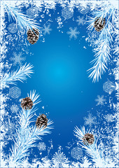 Fototapeta na wymiar New Year or Christmas background with branches of fir