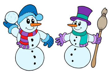 Pair of cute snowmen